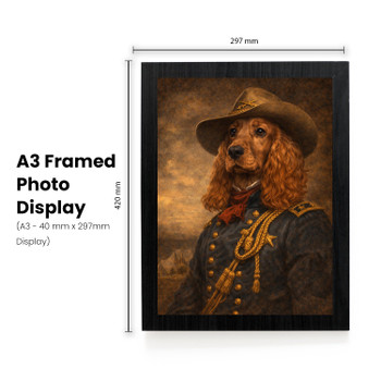 Custer Dog Portrait Poster – Wild West Cowboy Dog Wall Art – Vintage Western Pet Painting – Funny Cowboy Dog Decor