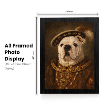Henry VIII Bulldog Portrait Poster – Tudor King Dog Wall Art – Funny Royal Bulldog Painting – Historic Pet Portrait Decor
