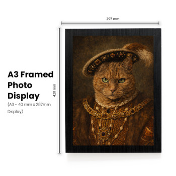 Henry VIII Cat Portrait Poster – Tudor King Cat Wall Art – Funny Royal Cat Painting – Historic Pet Portrait Decor