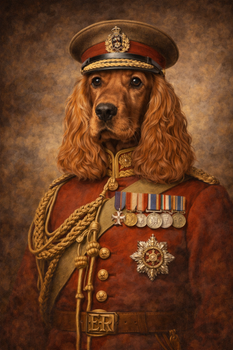Lord Kitchener Dog Portrait Poster – British Army General Dog Wall Art – Vintage Military Dog Painting – Funny Royal Army Pet Decor
