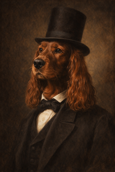 Abraham Lincoln Dog Portrait Poster – Victorian Gentleman Dog Wall Art – Funny Lincoln Pet Painting – Historic Dog Decor