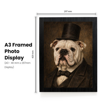 Lincoln Style Bulldog Portrait Poster – Victorian Gentleman Dog Wall Art – Funny Historic Dog Painting – Vintage Pet Decor