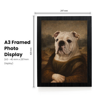 Mona Lisa Bulldog Portrait Poster – Funny Renaissance Bulldog Wall Art – Classic Art Parody Dog Painting – Vintage Pet Decor