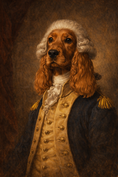 George Washington Dog Portrait Poster – Founding Father Dog Wall Art – Funny Historical Pet Painting – Vintage American Patriotic Decor