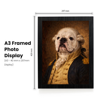 George Washington Bulldog Portrait Poster – Funny Founding Father Dog Wall Art – Colonial American Pet Painting – Vintage Patriotic Decor