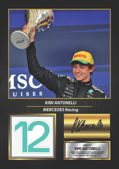 Kimi Antonelli Mercedes Racing Signed Poster Print – Formula One F1 Wall Art – Printed Autograph Motorsport Memorabilia – Racing Fan Bedroom Decor Gift