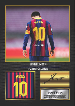 Lionel Messi Barcelona Signed Poster Print – FC Barcelona Football Wall Art – Printed Autograph Soccer Memorabilia – Barca Fan Bedroom Decor Gift