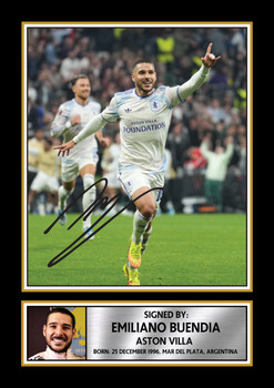 Emiliano Buendía Aston Villa Signed Poster Print – Aston Villa FC Football Wall Art – Emiliano Buendía Signature Style Soccer Poster – Football Fan Gift Decor