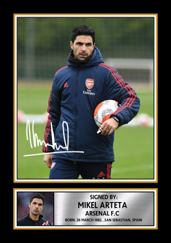 Mikel Arteta Arsenal Signed Poster Print – Arsenal FC Manager Wall Art – Mikel Arteta Signature Style Football Poster – Soccer Fan Gift Decor