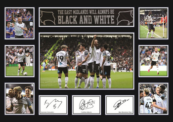 Derby County FC Team 2026 Poster Print – Rams Football Club Wall Art Featuring Sammie Szmodics, Carlton Morris & Ben Brereton Díaz – Derby County Supporters Memorabilia Gift