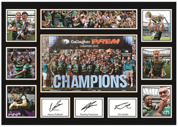 Northampton Saints Gallagher Premiership Champions 2026 Poster Print – Rugby Union Champions Collage – Signed Style Collectible Wall Art – Henry Pollock Tommy Freeman Fin Smith – Rugby Fan Gift