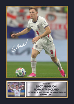 Elliot Anderson England Football Poster Print – Signature Style Wall Art – Norway vs England 2026 Inspired – Football Fan Gift