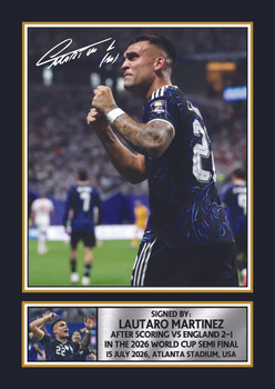 Lautaro Martínez Argentina Football Poster Print – Argentina vs England 2026 World Cup Semi Final Goal Celebration Signature Style Wall Art– Soccer Fan Gift