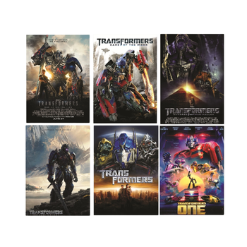 Transformers Movie Poster Set of 6 – Transformers, Revenge of the Fallen, Dark of the Moon, Age of Extinction, The Last Knight & Transformers One Inspired Wall Art Prints – Movie Decor