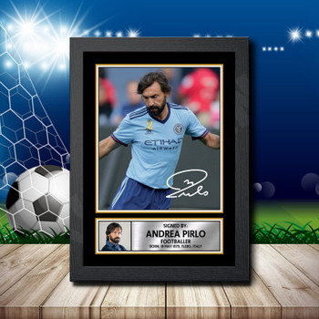 Andrea Pirlo Signed Autographed Footballers Star Poster Print Framed Merch Gift Andrea Pirlo Signed Autographed Footballers Star Poster Print Framed Merch Gift