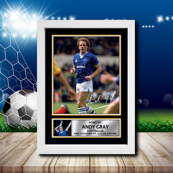Andy Gray 2 Signed Autographed Footballers Star Poster Print Framed Merch Gift Andy Gray 2 Signed Autographed Footballers Star Poster Print Framed Merch Gift