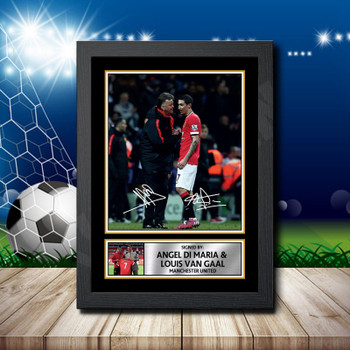 Angel Di Maria  Louis Van Gaal 2 Signed Autographed Footballers Star Poster Print Framed Merch Gift