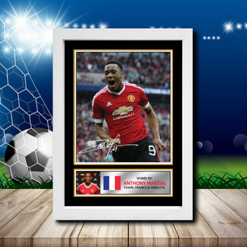 Anthony Martial Silver Signed Autographed Footballers Star Poster Print Framed Merch Gift