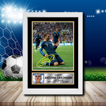 Antoine Griezmann 2 Signed Autographed Footballers Star Poster Print Framed Merch Gift Antoine Griezmann 2 Signed Autographed Footballers Star Poster Print Framed Merch Gift
