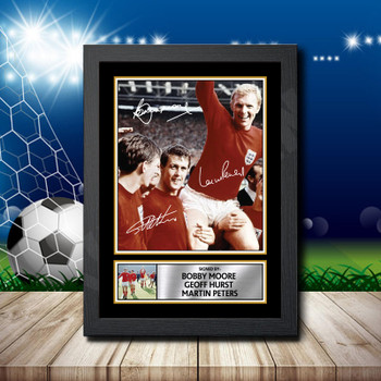 Bobby Moore Geoff Hurst Martin Peters 1 Signed Autographed Footballers Star Poster Print Framed Merch Gift Bobby Moore Geoff Hurst Martin Peters 1 Signed Autographed Footballers Star Poster Print Framed Merch Gift