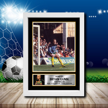 Bryan Gunn 2 Signed Autographed Footballers Star Poster Print Framed Merch Gift