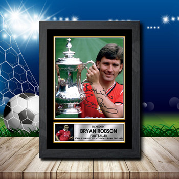 Bryan Robson 2 Signed Autographed Footballers Star Poster Print Framed Merch Gift