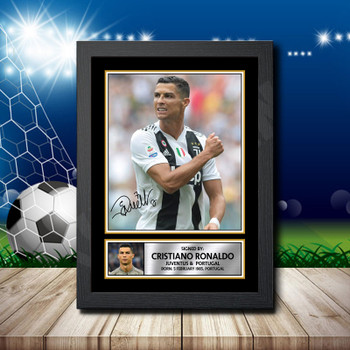 Cristiano Ronaldo 2 Signed Autographed Footballers Star Poster Print Framed Merch Gift