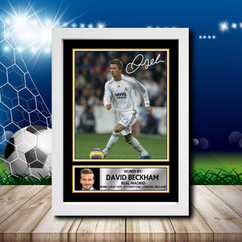 David Beckham 1 2 Signed Autographed Footballers Star Poster Print Framed Merch Gift