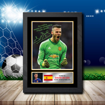 David De Gea 1 Silver Signed Autographed Footballers Star Poster Print Framed Merch Gift David De Gea 1 Silver Signed Autographed Footballers Star Poster Print Framed Merch Gift