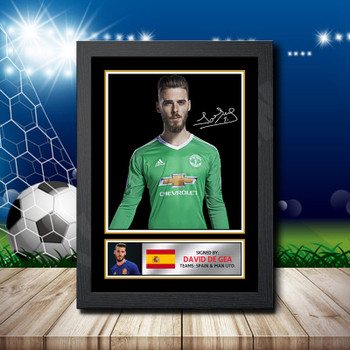 David De Gea 2 Silver Signed Autographed Footballers Star Poster Print Framed Merch Gift David De Gea 2 Silver Signed Autographed Footballers Star Poster Print Framed Merch Gift