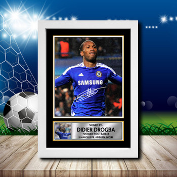 Didier Drogba 1 Signed Autographed Footballers Star Poster Print Framed Merch Gift Didier Drogba 1 Signed Autographed Footballers Star Poster Print Framed Merch Gift