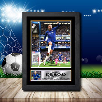 Eden Hazard 1 Signed Autographed Footballers Star Poster Print Framed Merch Gift Eden Hazard 1 Signed Autographed Footballers Star Poster Print Framed Merch Gift