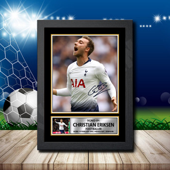 Christian Eriksen Signed Autographed Footballers Star Poster Print Framed Merch Gift