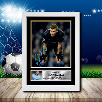 Edin Dzeko 1 Signed Autographed Footballers Star Poster Print Framed Merch Gift