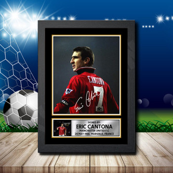 Eric Cantona 2 Signed Autographed Footballers Star Poster Print Framed Merch Gift Eric Cantona 2 Signed Autographed Footballers Star Poster Print Framed Merch Gift
