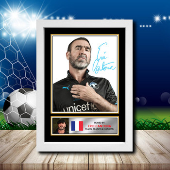 Eric Cantona 2 Silver Signed Autographed Footballers Star Poster Print Framed Merch Gift Eric Cantona 2 Silver Signed Autographed Footballers Star Poster Print Framed Merch Gift