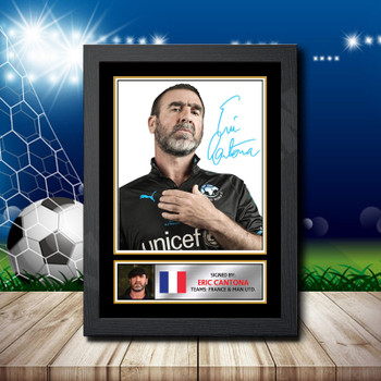 Eric Cantona 2 Silver Signed Autographed Footballers Star Poster Print Framed Merch Gift Eric Cantona 2 Silver Signed Autographed Footballers Star Poster Print Framed Merch Gift