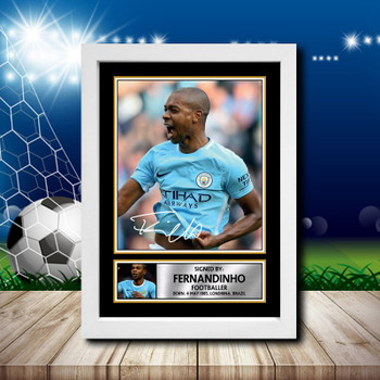 Fernandinho 1 Signed Autographed Footballers Star Poster Print Framed Merch Gift Fernandinho 1 Signed Autographed Footballers Star Poster Print Framed Merch Gift