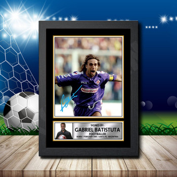 Gabriel Batistuta Signed Autographed Footballers Star Poster Print Framed Merch Gift Gabriel Batistuta Signed Autographed Footballers Star Poster Print Framed Merch Gift