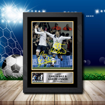Gareth Bale  Aaroin Lennon Signed Autographed Footballers Star Poster Print Framed Merch Gift Gareth Bale  Aaroin Lennon Signed Autographed Footballers Star Poster Print Framed Merch Gift