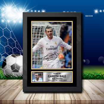 Gareth Bale 1 2 Signed Autographed Footballers Star Poster Print Framed Merch Gift