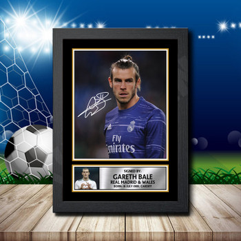 Gareth Bale 2 Signed Autographed Footballers Star Poster Print Framed Merch Gift Gareth Bale 2 Signed Autographed Footballers Star Poster Print Framed Merch Gift