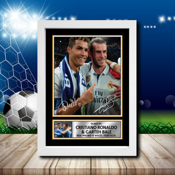 Gareth Bale Cristiano Ronaldo Signed Autographed Footballers Star Poster Print Framed Merch Gift Gareth Bale Cristiano Ronaldo Signed Autographed Footballers Star Poster Print Framed Merch Gift