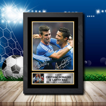 Gareth Bale Cristiano Ronaldo 2 Signed Autographed Footballers Star Poster Print Framed Merch Gift