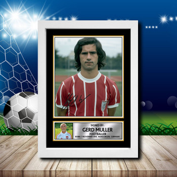 Gerd Muller 2 Signed Autographed Footballers Star Poster Print Framed Merch Gift Gerd Muller 2 Signed Autographed Footballers Star Poster Print Framed Merch Gift