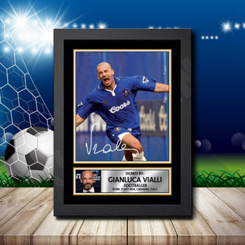 Gianluca Vialli 2 Signed Autographed Footballers Star Poster Print Framed Merch Gift