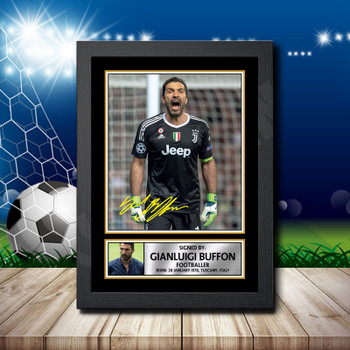 Gianluigi Buffon 2 Signed Autographed Footballers Star Poster Print Framed Merch Gift