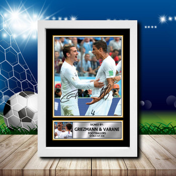 Griezmann Varane Signed Autographed Footballers Star Poster Print Framed Merch Gift Griezmann Varane Signed Autographed Footballers Star Poster Print Framed Merch Gift
