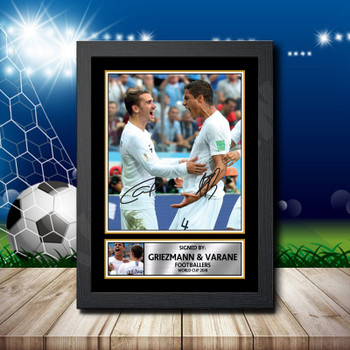 Griezmann Varane Signed Autographed Footballers Star Poster Print Framed Merch Gift Griezmann Varane Signed Autographed Footballers Star Poster Print Framed Merch Gift