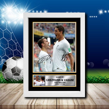 Griezmann Varane 2 Signed Autographed Footballers Star Poster Print Framed Merch Gift Griezmann Varane 2 Signed Autographed Footballers Star Poster Print Framed Merch Gift